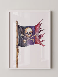 Piratenflagge Aquarell Vintage