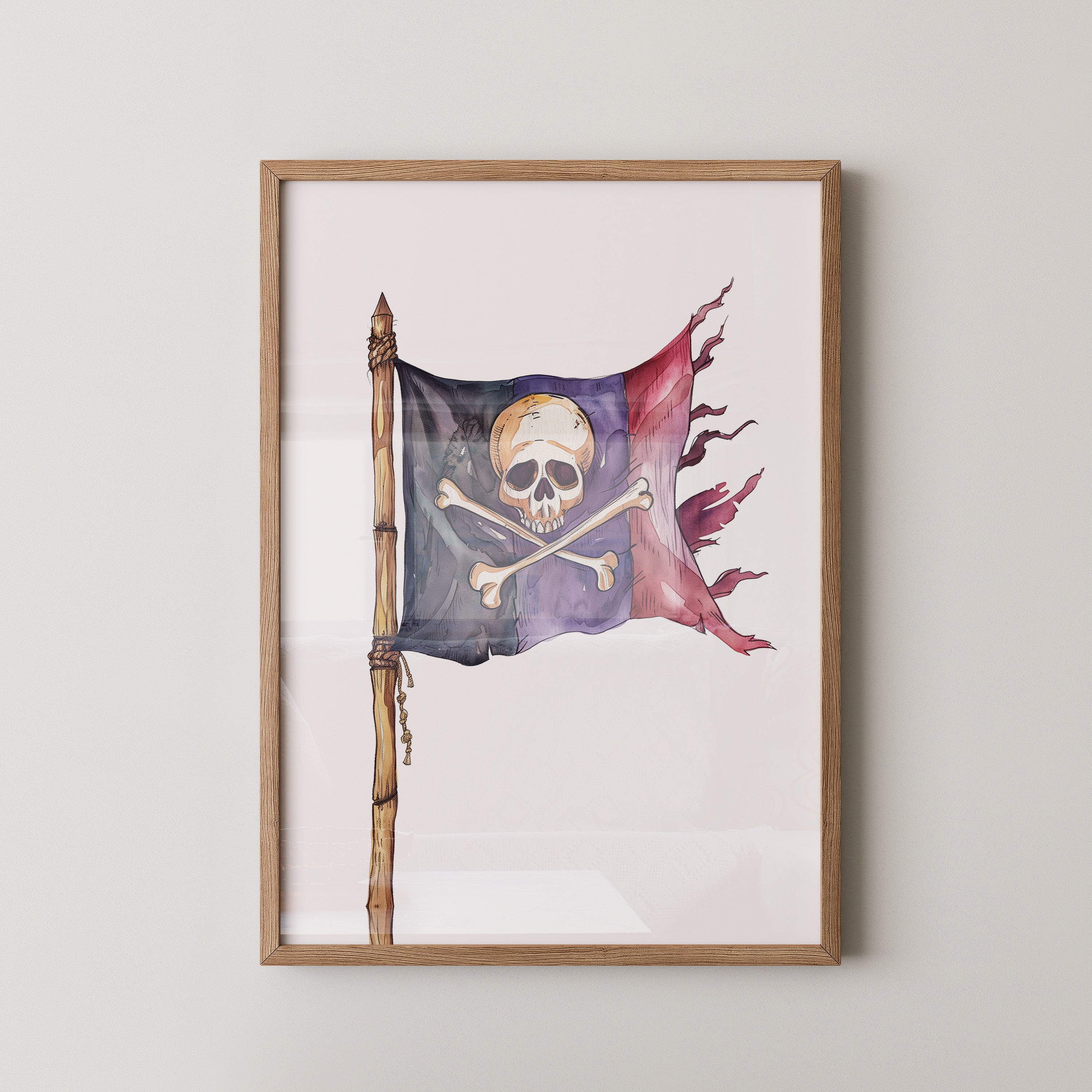 Piratenflagge Aquarell Vintage