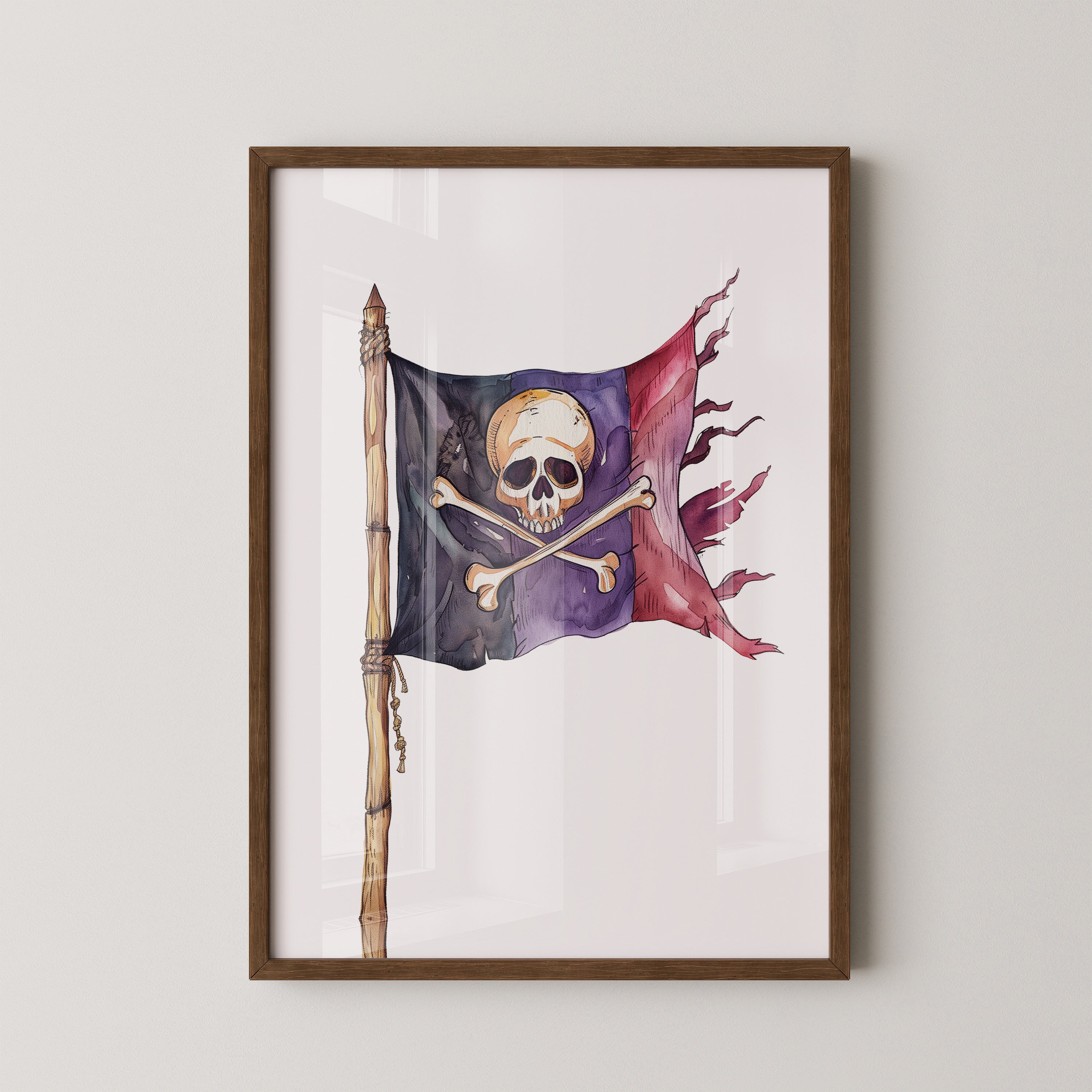 Piratenflagge Aquarell Vintage