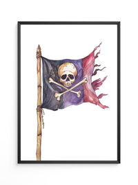 Piratenflagge Aquarell Vintage