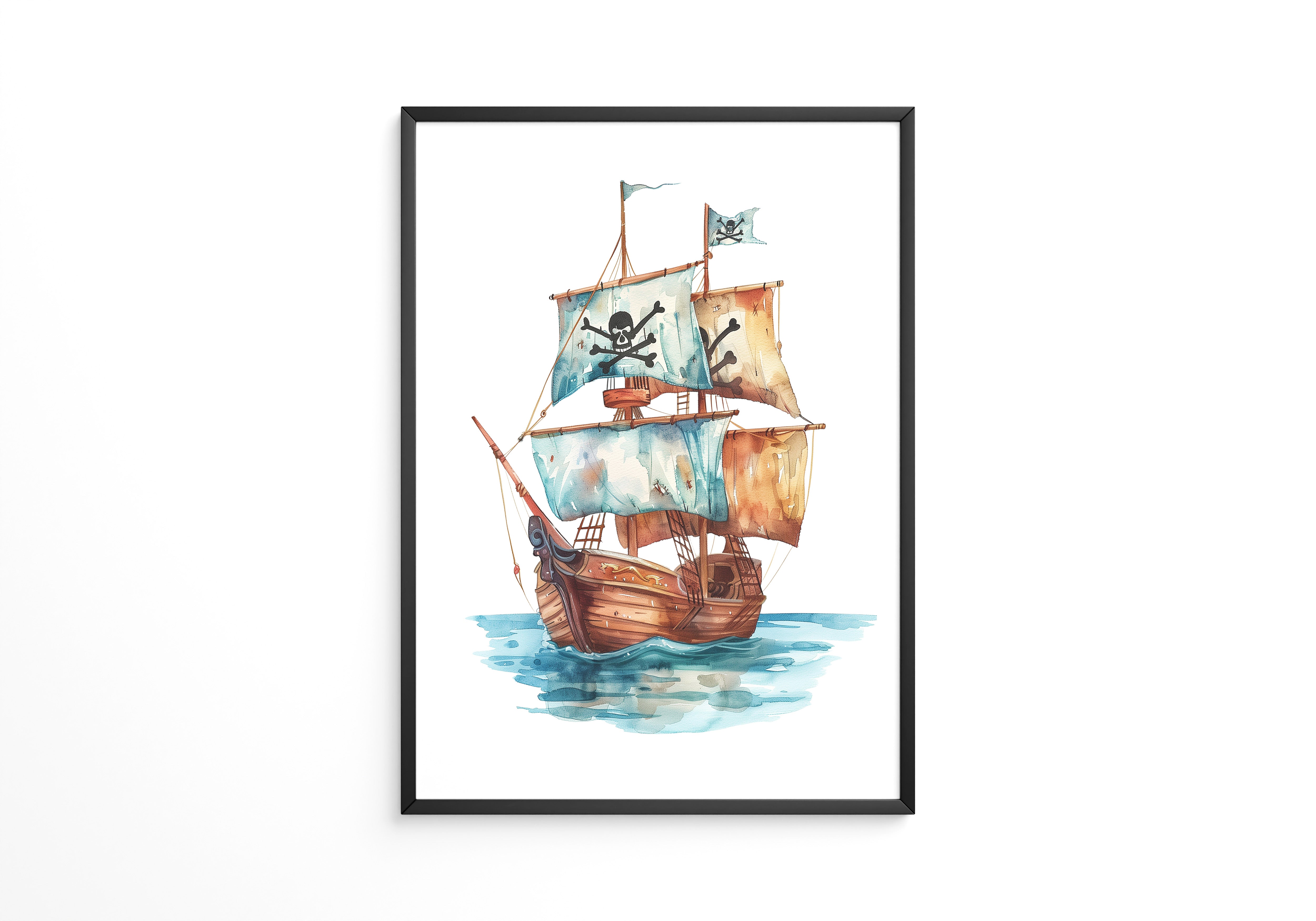 Piratenschiff Aquarell Segel