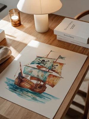 Piratenschiff Aquarell Segel