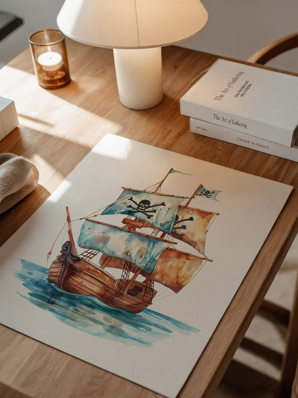 Piratenschiff Aquarell Segel