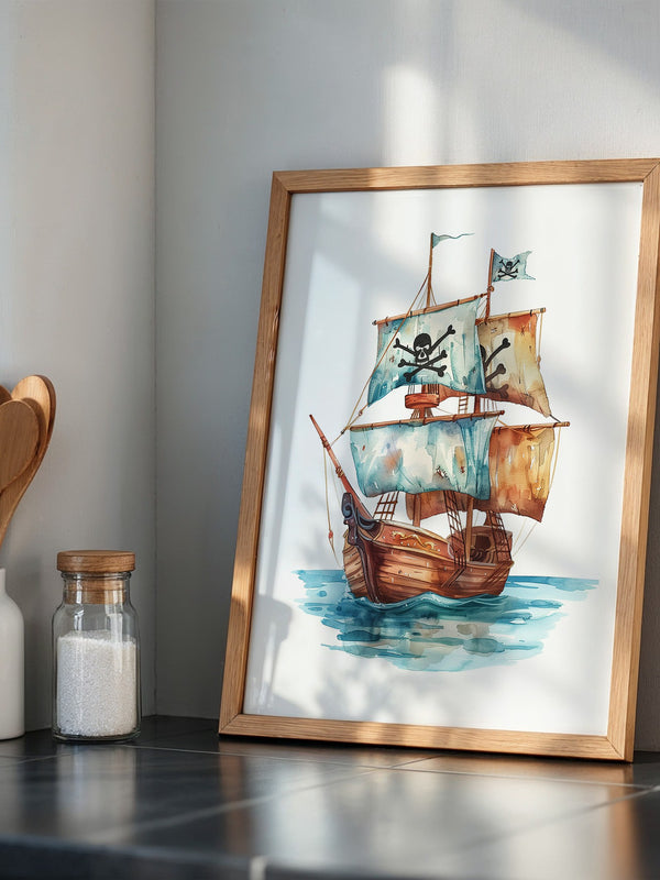 Piratenschiff Aquarell Segel