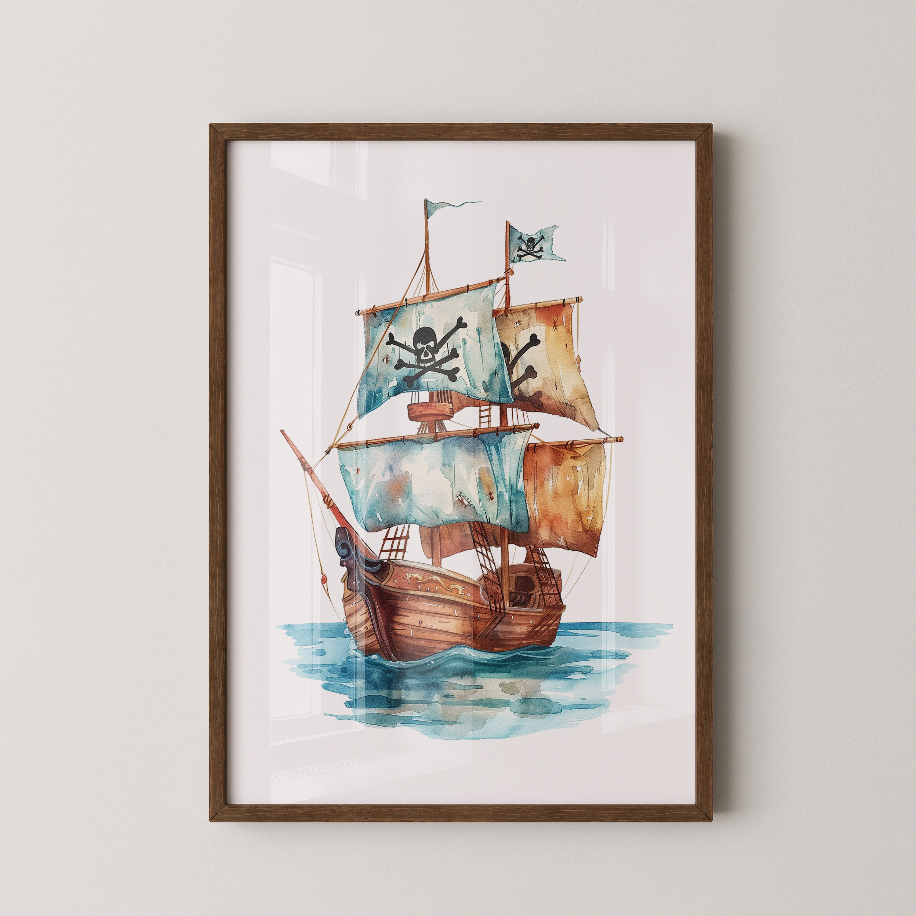 Piratenschiff Aquarell Segel
