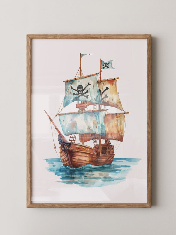 Piratenschiff Aquarell Segel