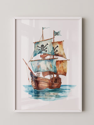 Piratenschiff Aquarell Segel