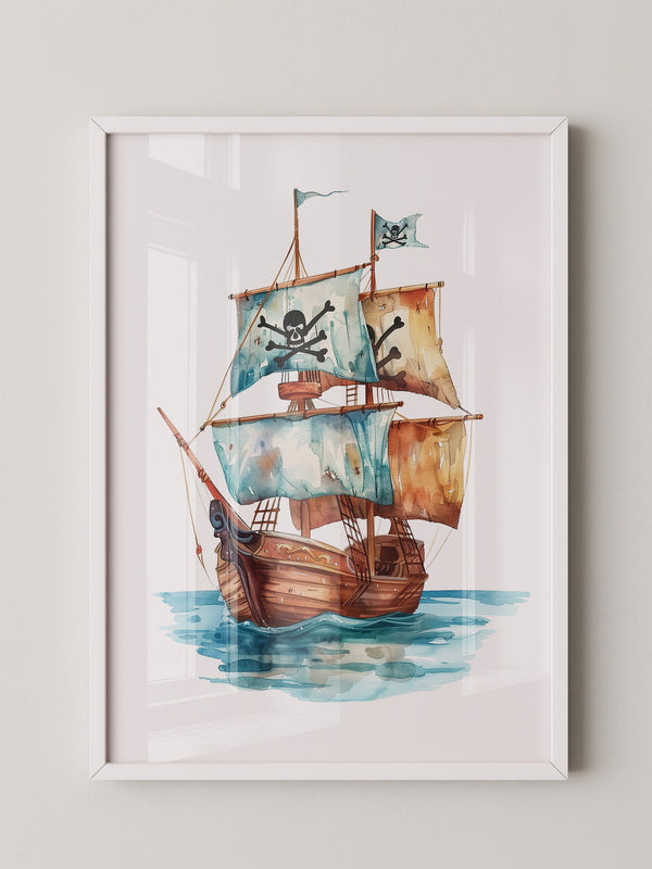 Piratenschiff Aquarell Segel