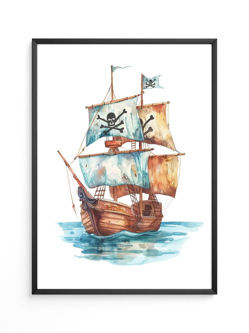 Piratenschiff Aquarell Segel