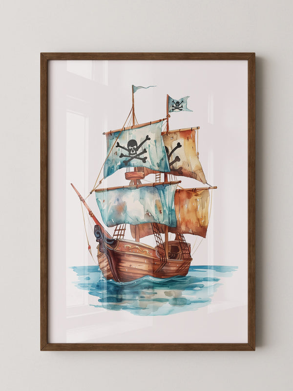 Piratenschiff Aquarell Segel