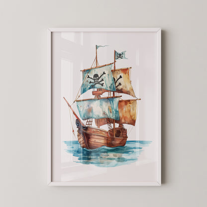 Piratenschiff Aquarell Segel