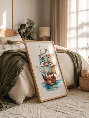 Piratenschiff Aquarell Segel