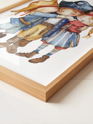 Piratenkinder Umarmung Aquarell