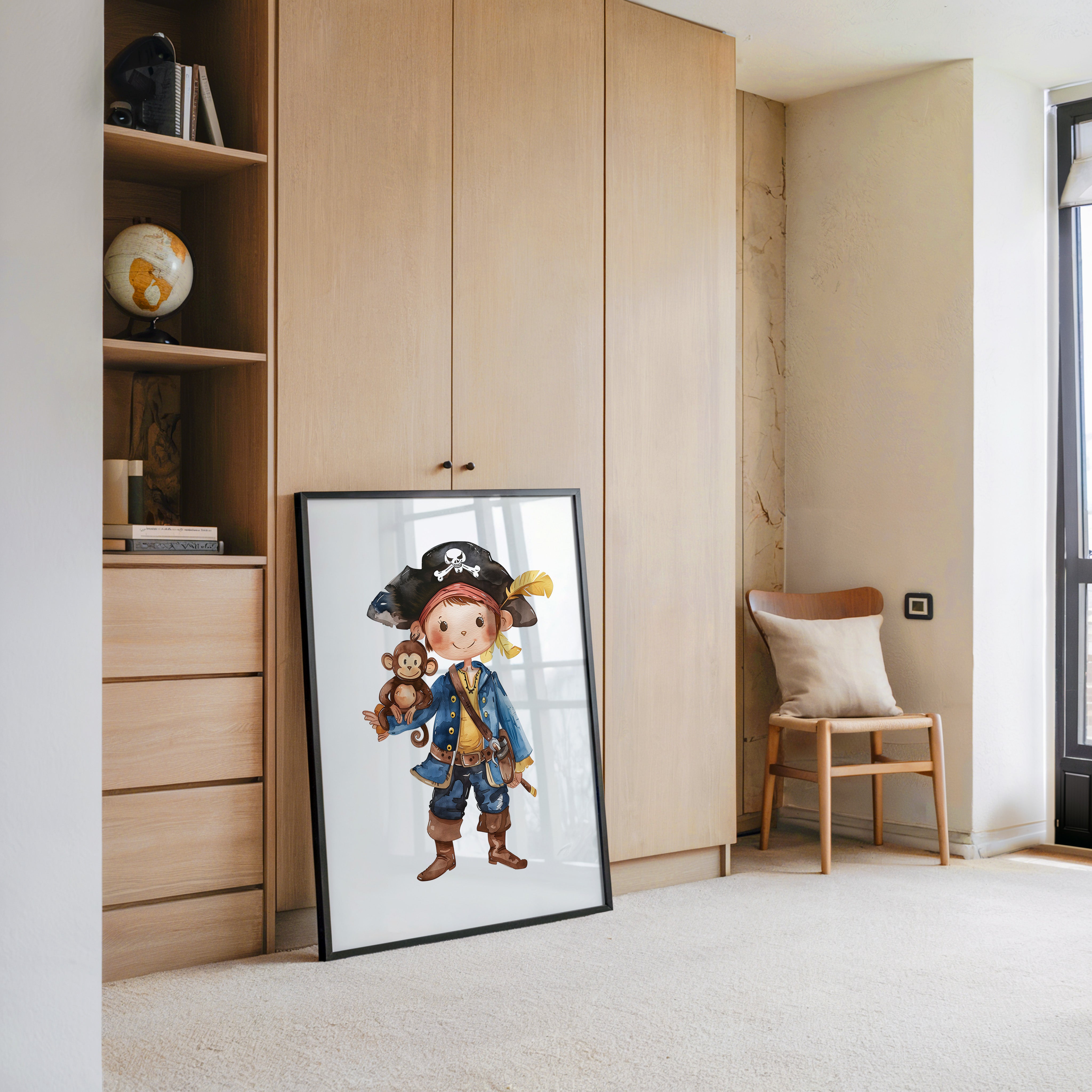 Pirat Kind Affe Aquarell