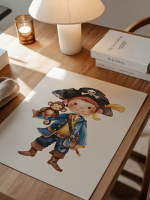 Pirat Kind Affe Aquarell