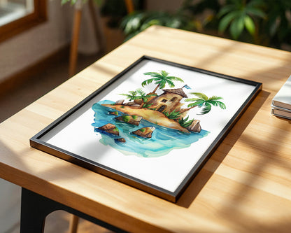 Pirateninsel Aquarell