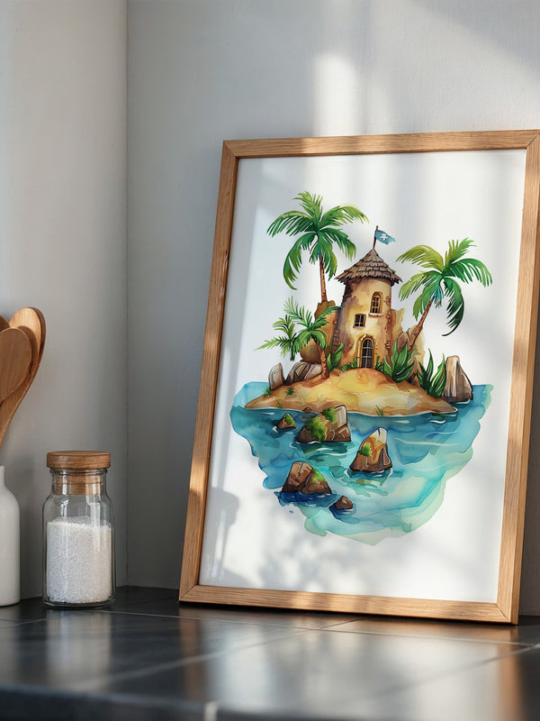 Pirateninsel Aquarell