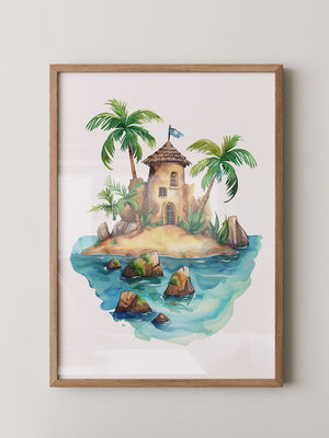 Pirateninsel Aquarell