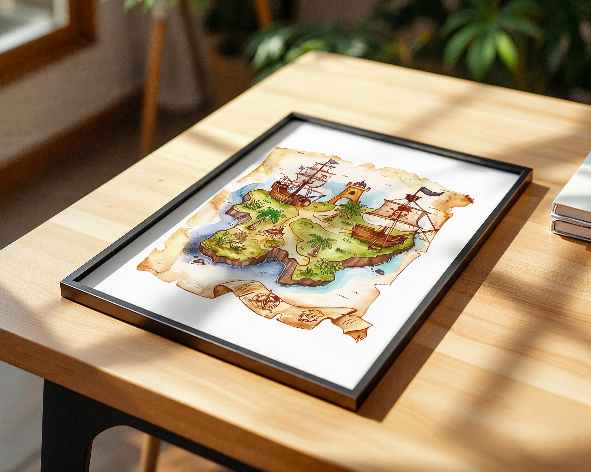 Pirateninsel Karte Aquarell