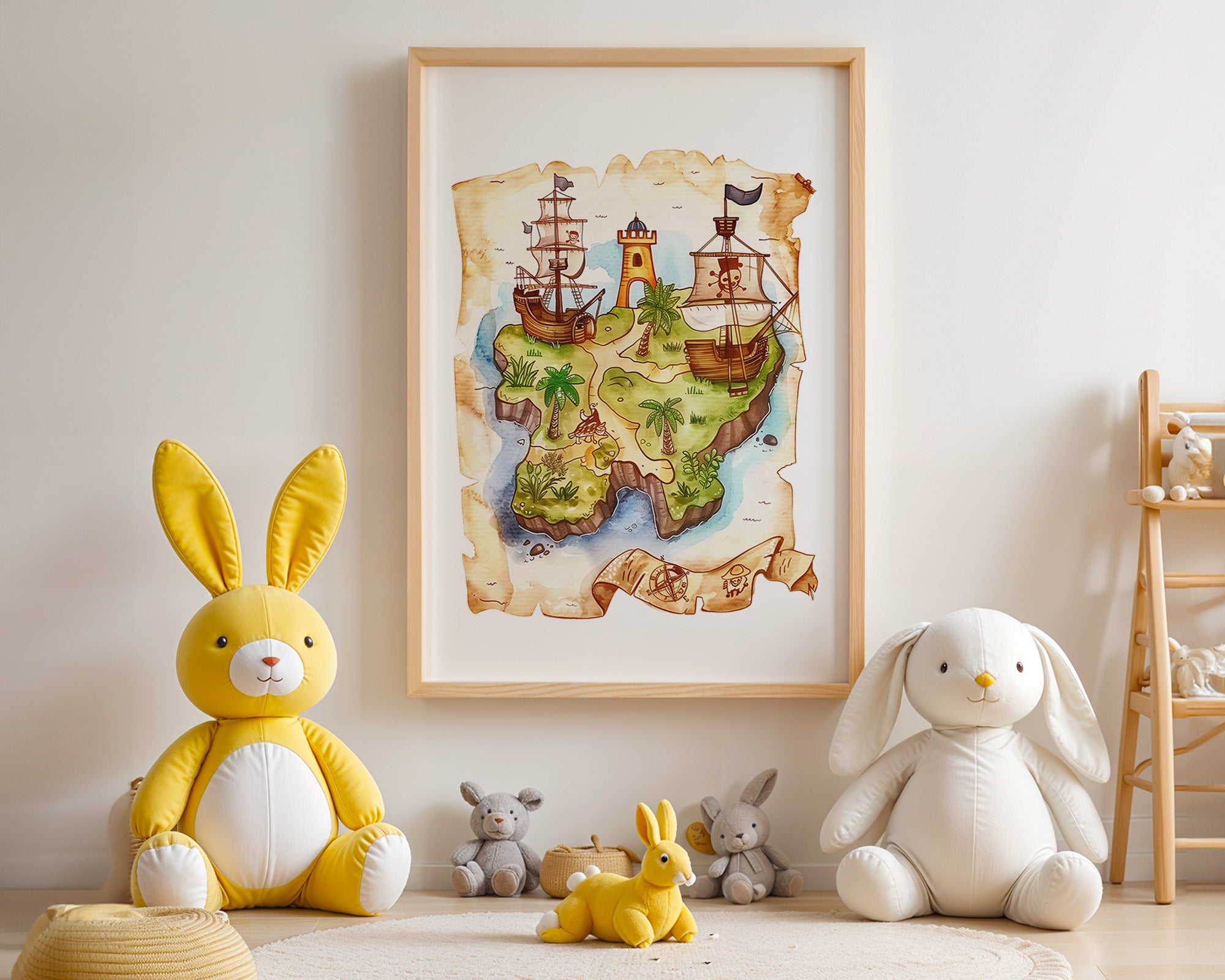 Pirateninsel Karte Aquarell