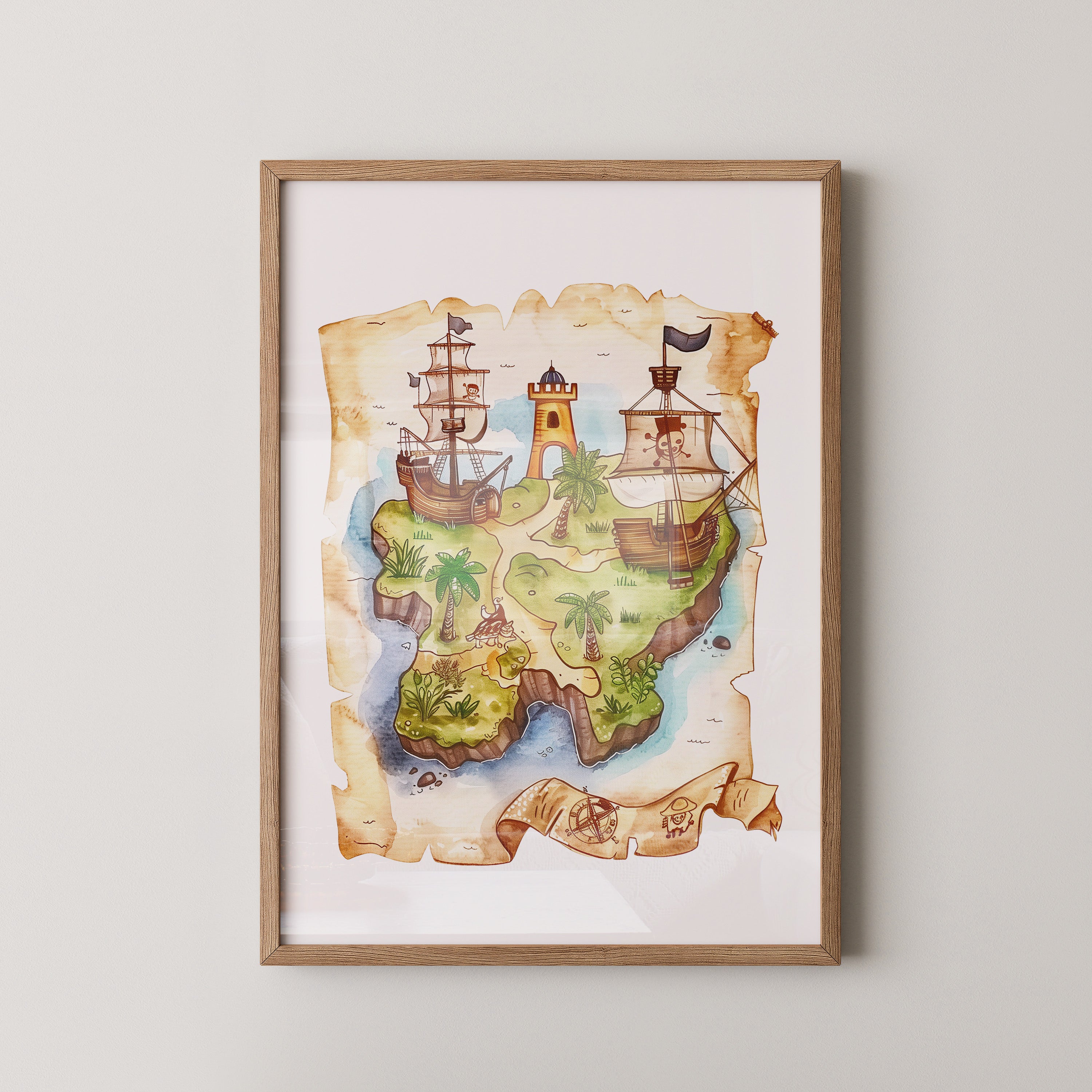 Pirateninsel Karte Aquarell