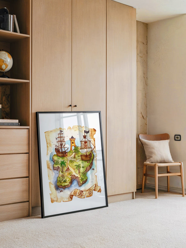 Pirateninsel Karte Aquarell