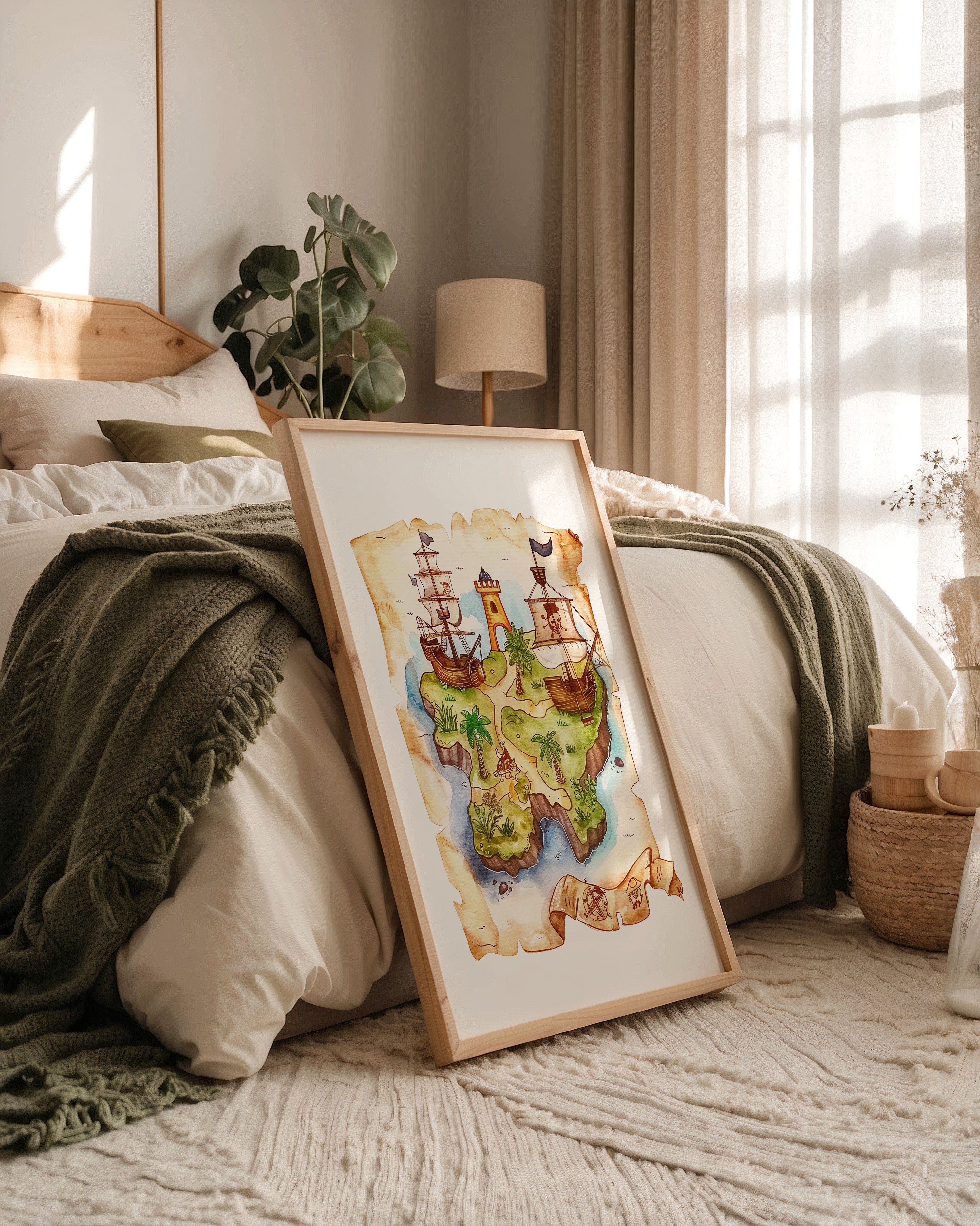 Pirateninsel Karte Aquarell