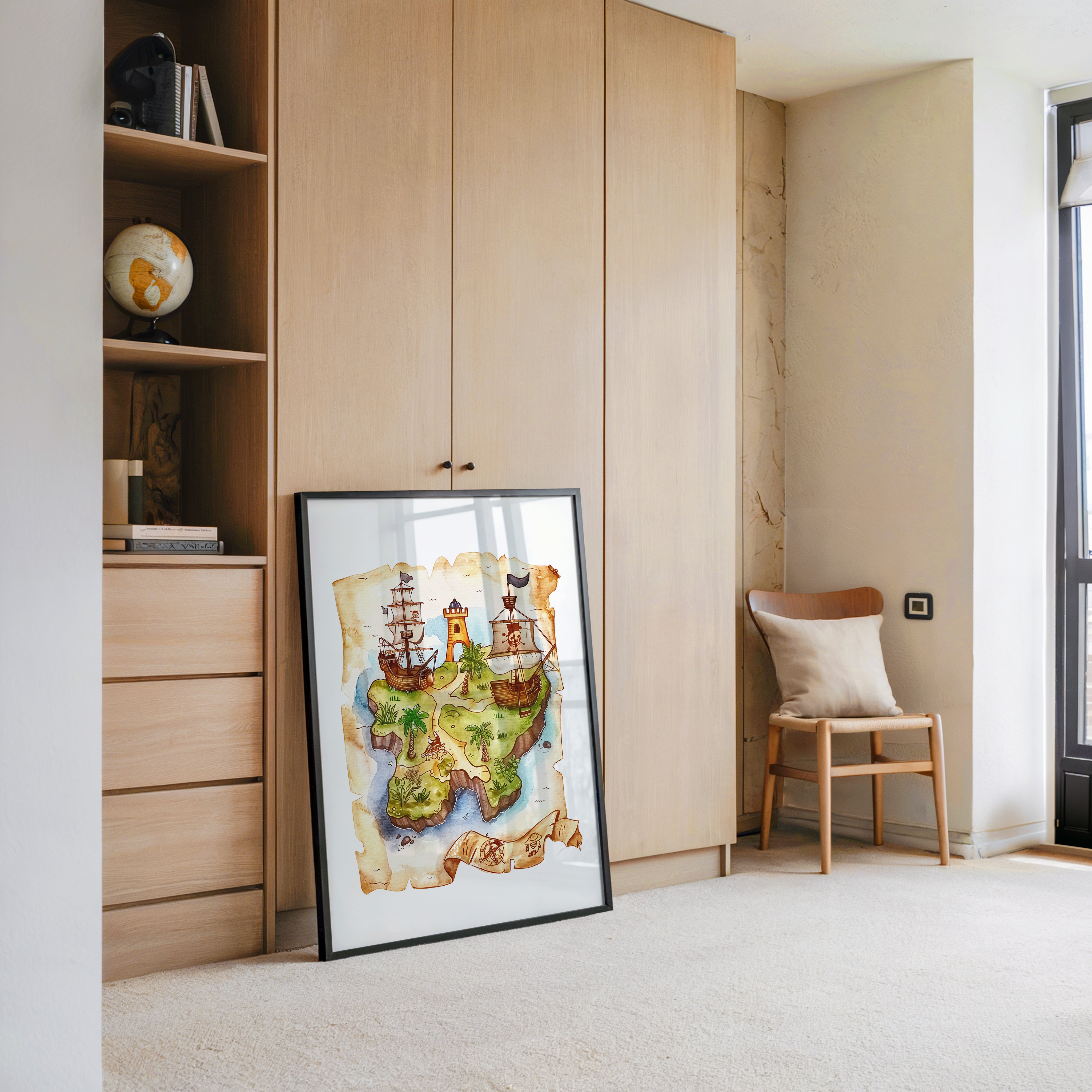 Pirateninsel Karte Aquarell