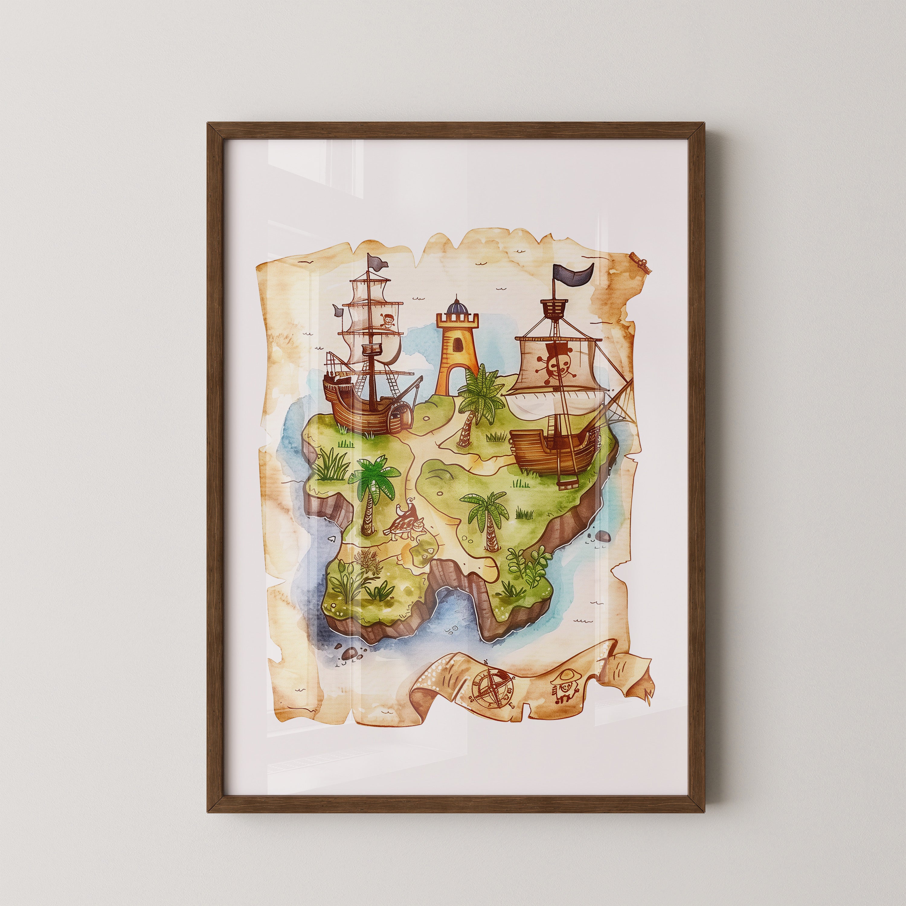 Pirateninsel Karte Aquarell