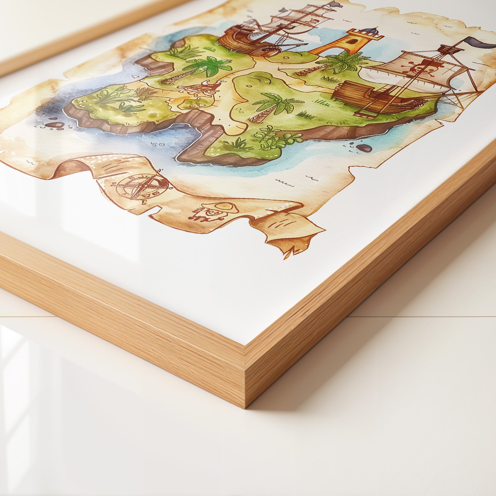 Pirateninsel Karte Aquarell