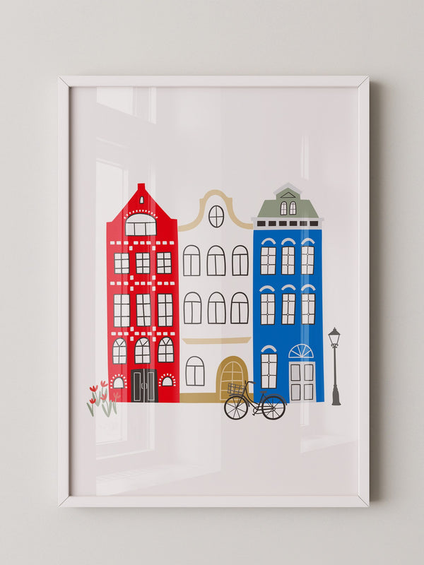 Bunte Grachtenhäuser Illustration
