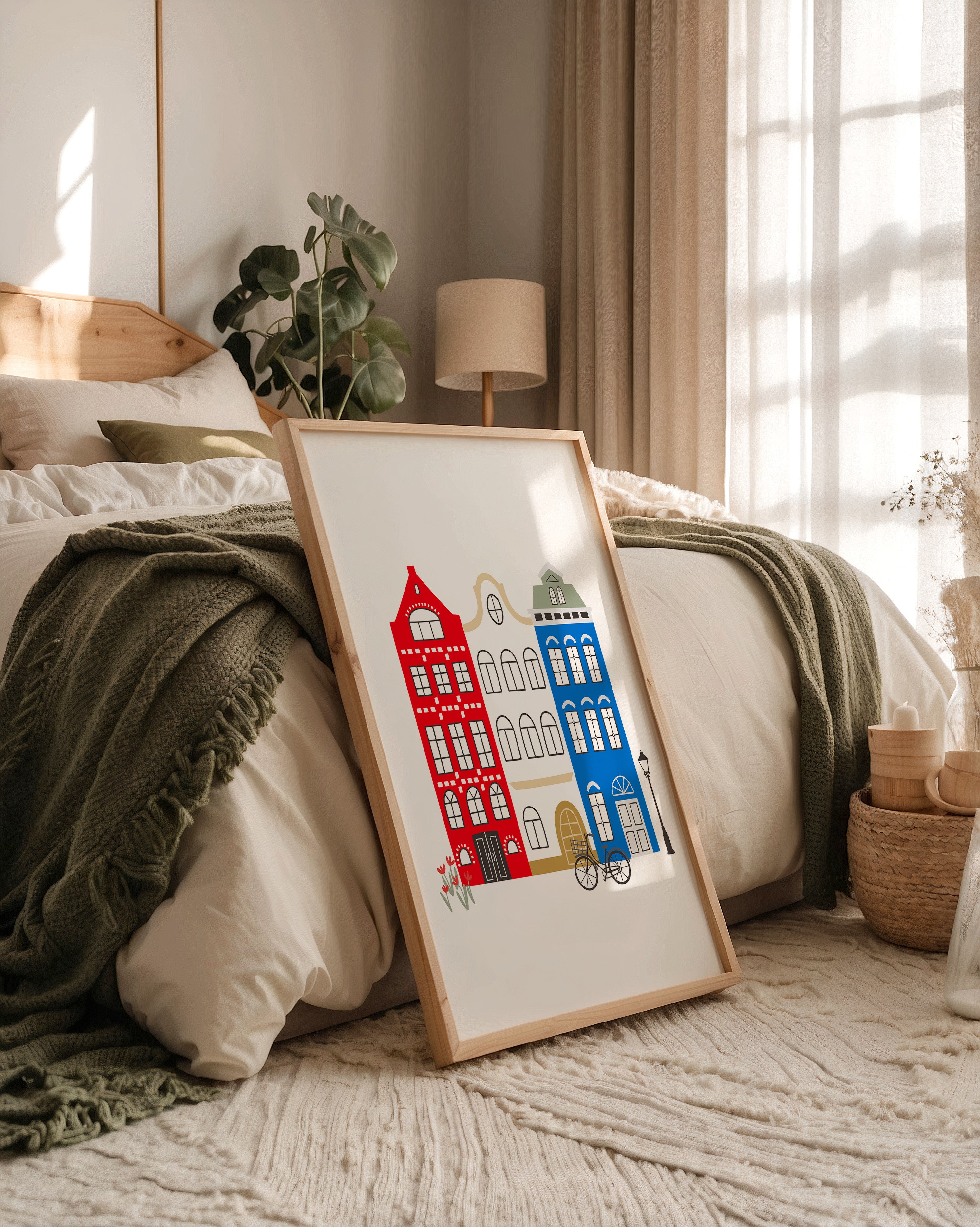 Bunte Grachtenhäuser Illustration