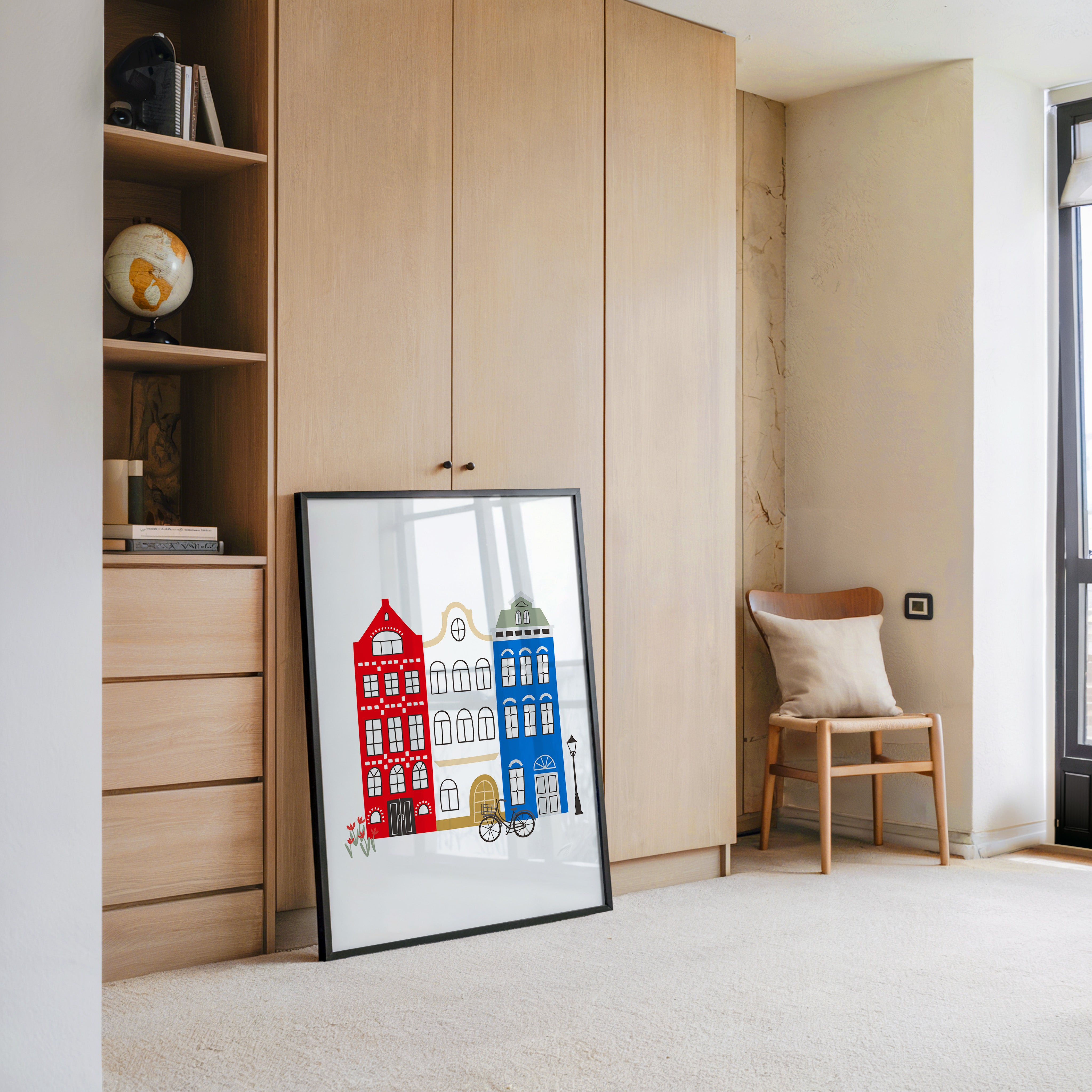 Bunte Grachtenhäuser Illustration