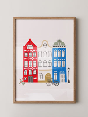 Bunte Grachtenhäuser Illustration