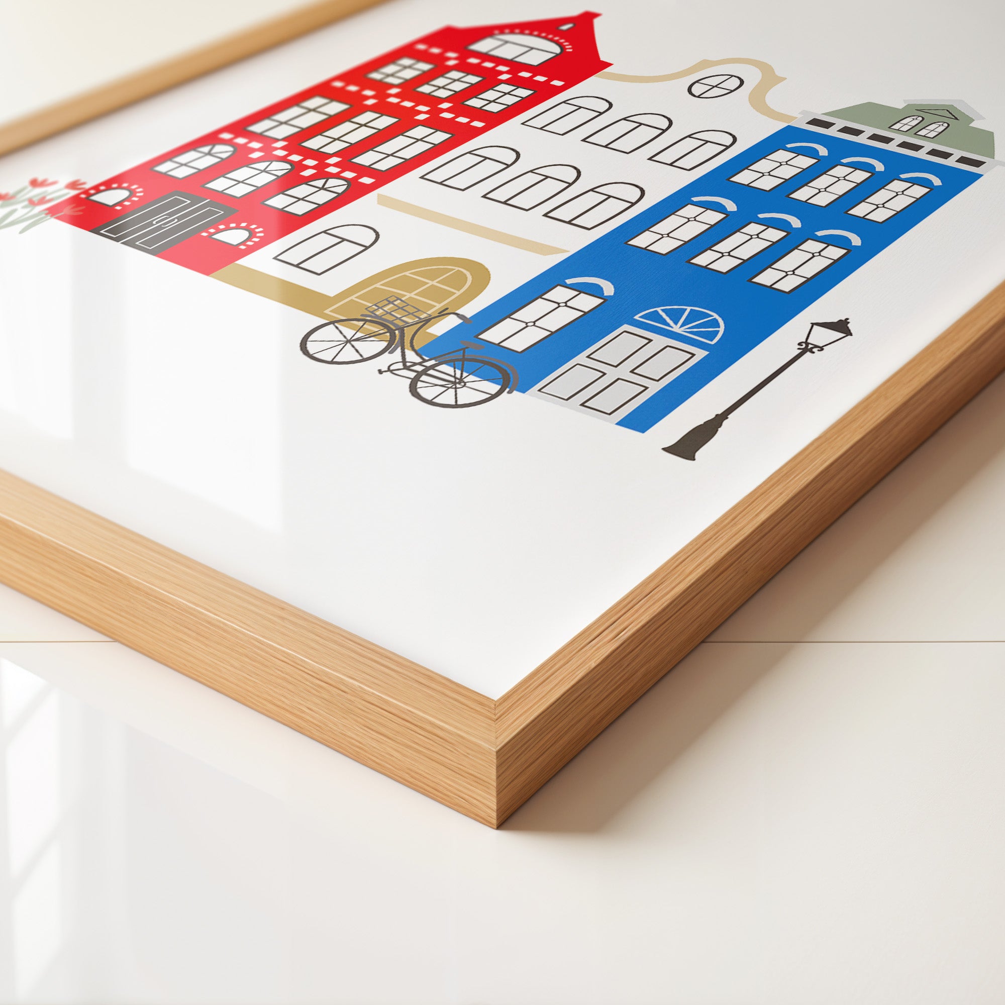 Bunte Grachtenhäuser Illustration