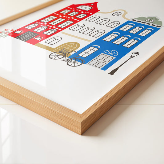 Bunte Grachtenhäuser Illustration