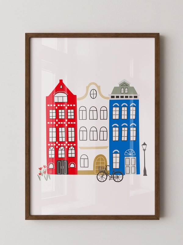 Bunte Grachtenhäuser Illustration