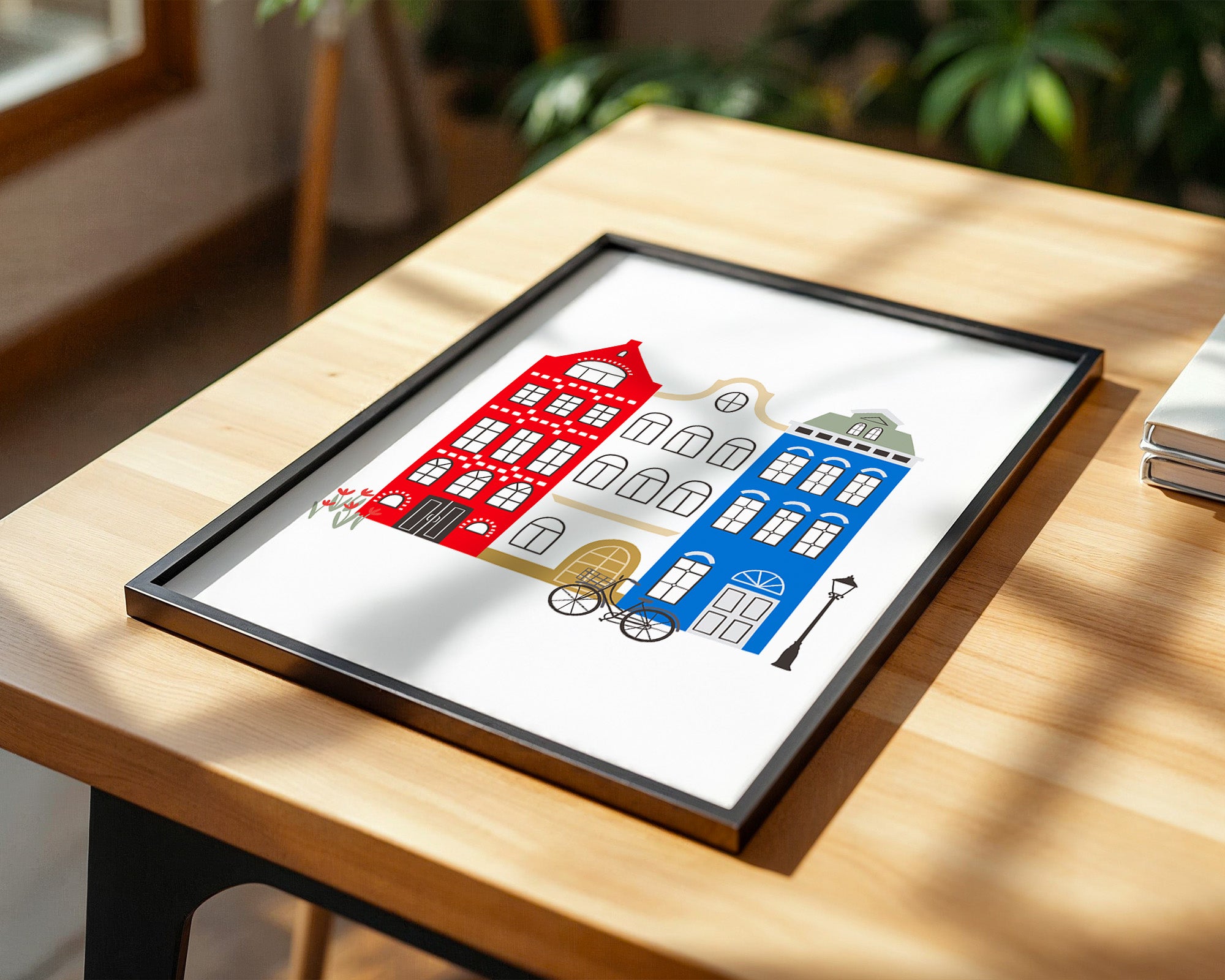 Bunte Grachtenhäuser Illustration