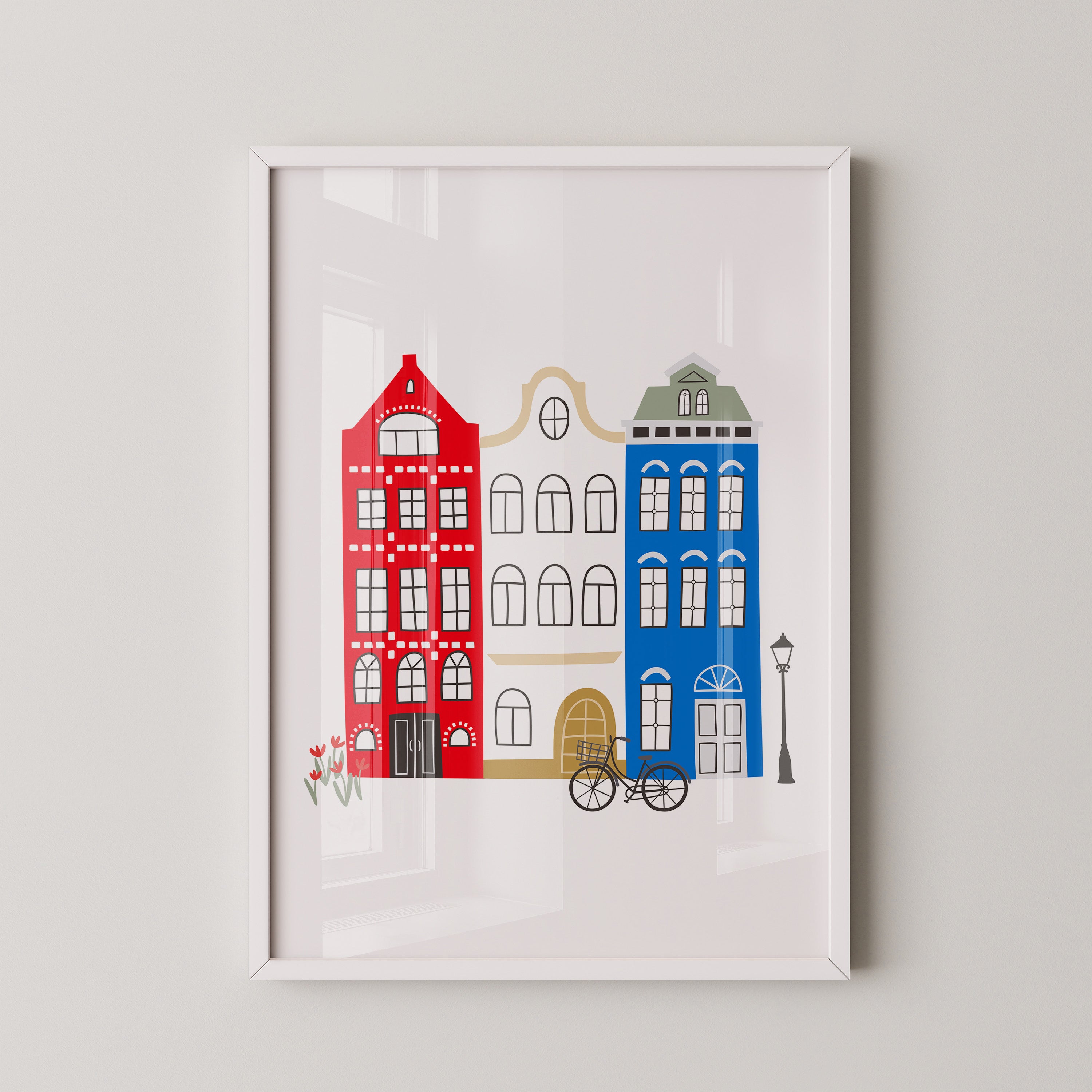 Bunte Grachtenhäuser Illustration