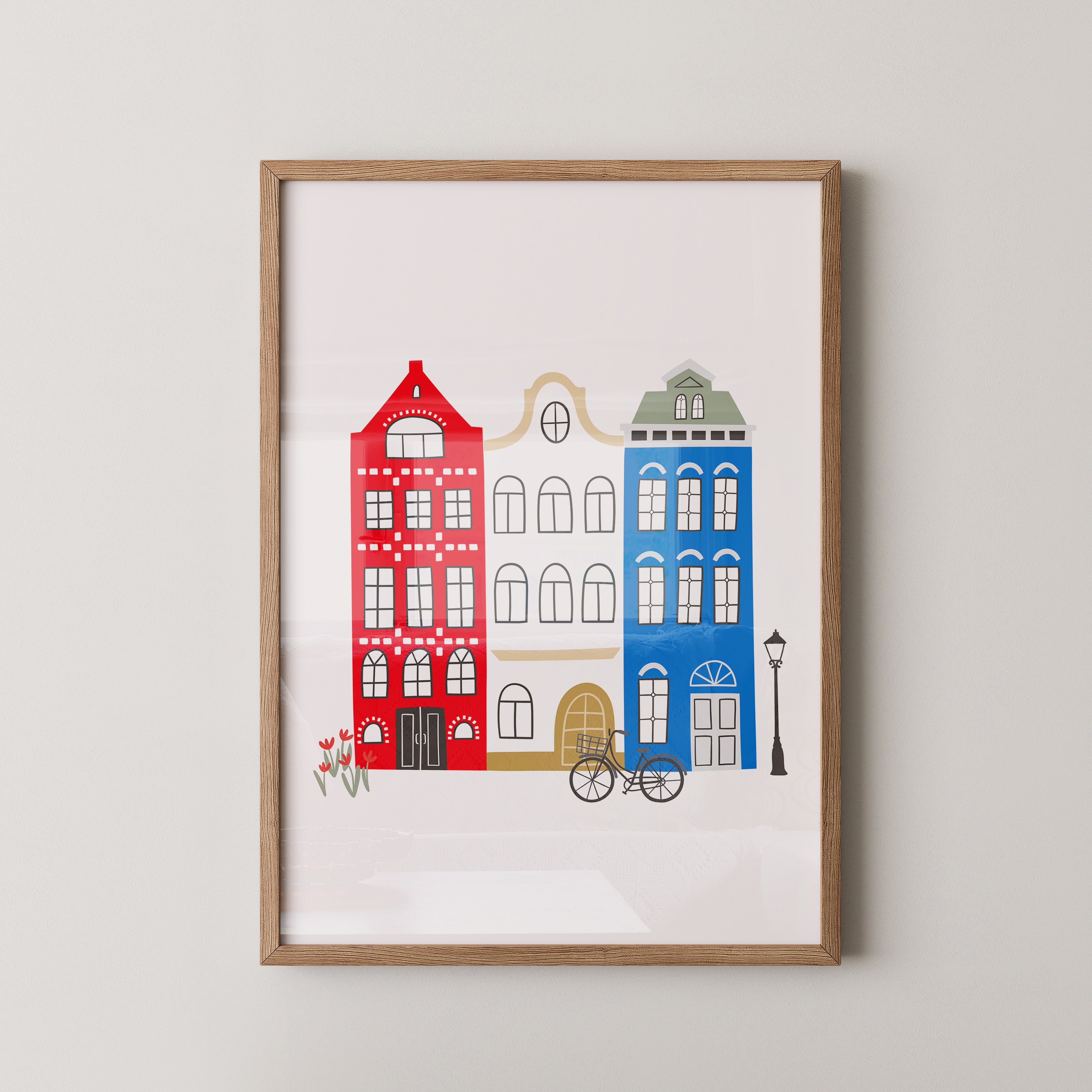 Bunte Grachtenhäuser Illustration