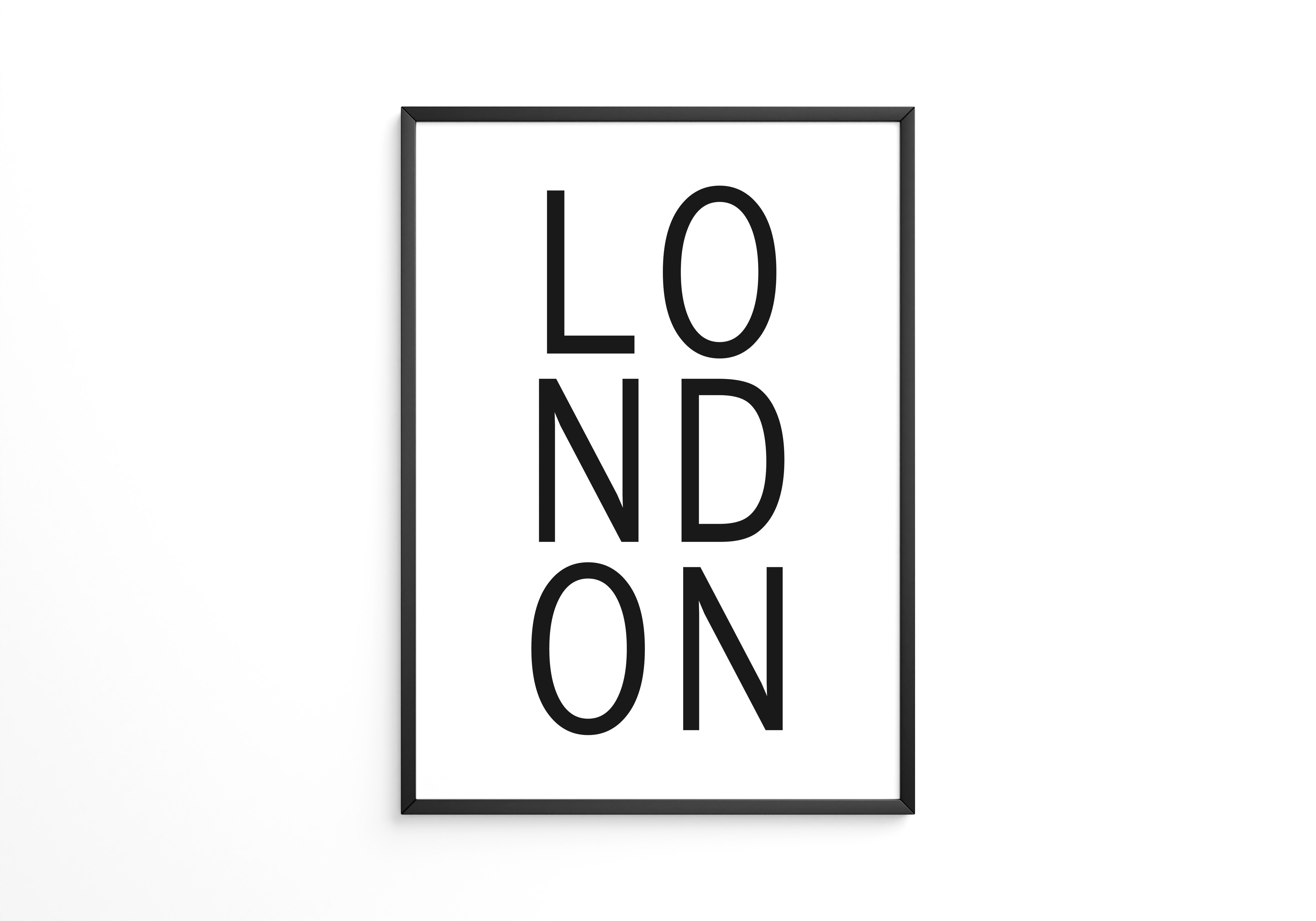 LONDON Schrift vertikal schwarz