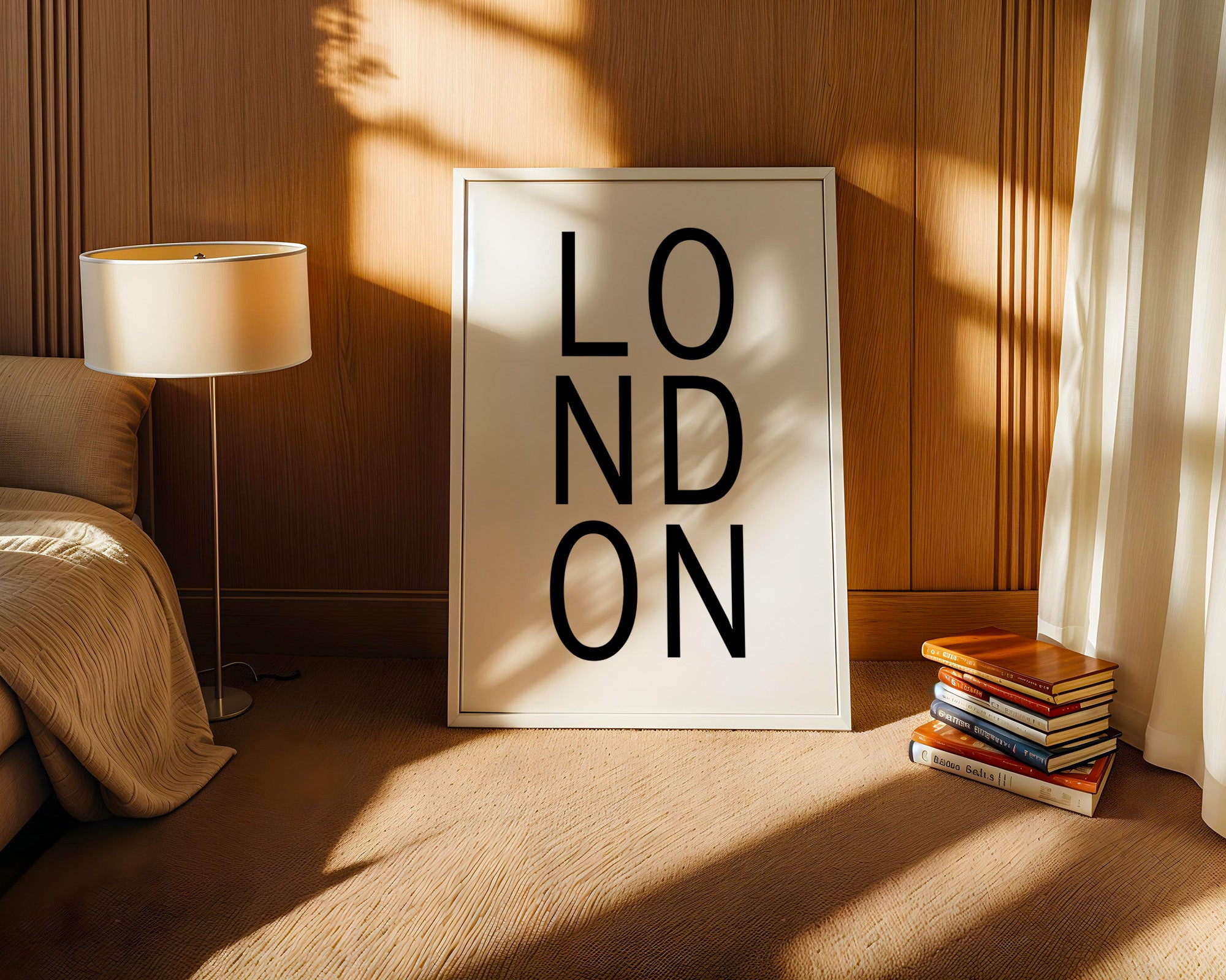 LONDON Schrift vertikal schwarz