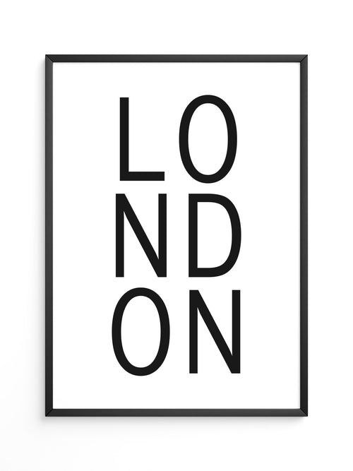 LONDON Schrift vertikal schwarz