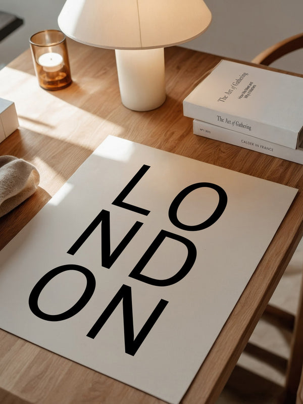 LONDON Schrift vertikal schwarz