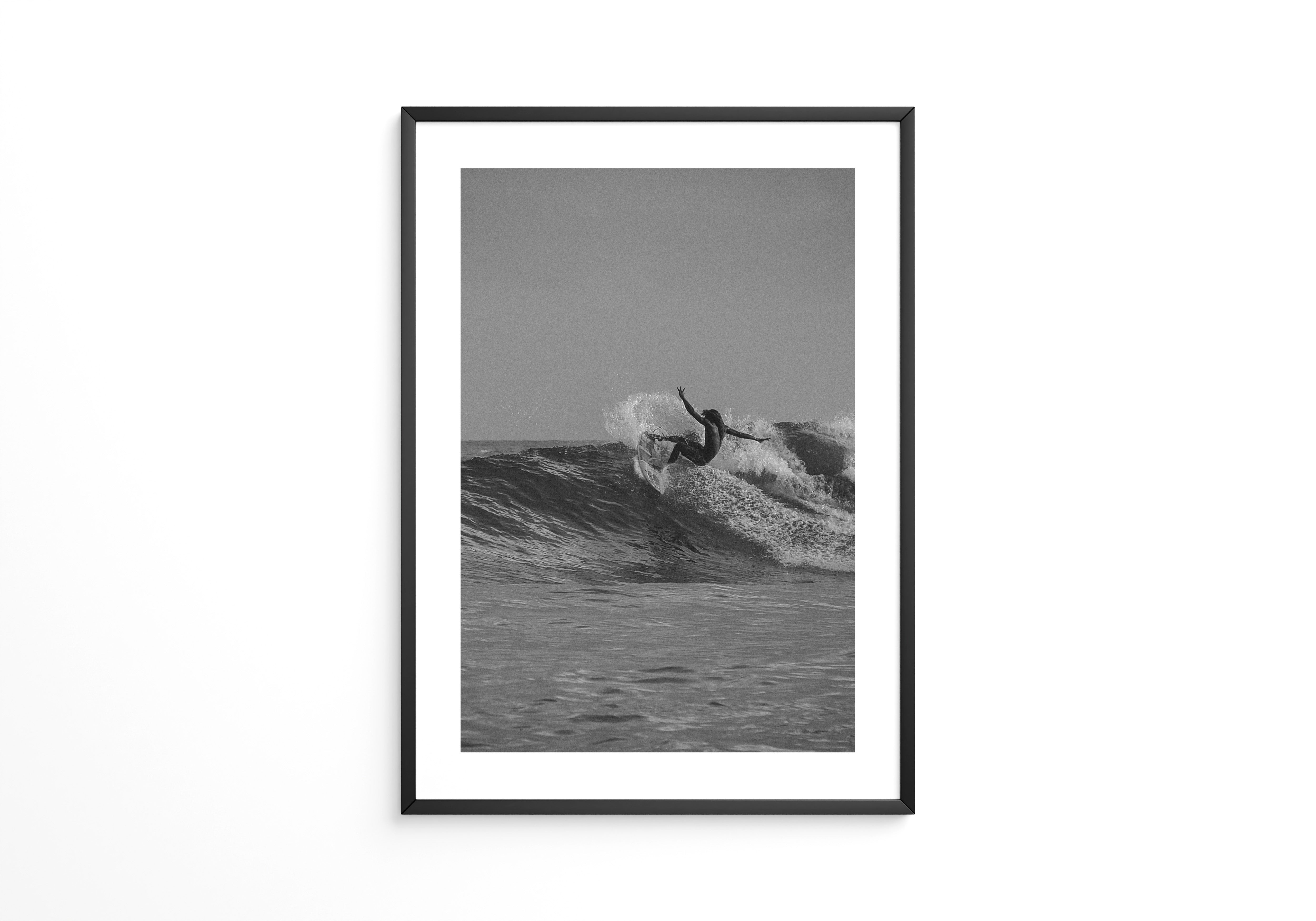 Surfer Welle Schwarzweiß