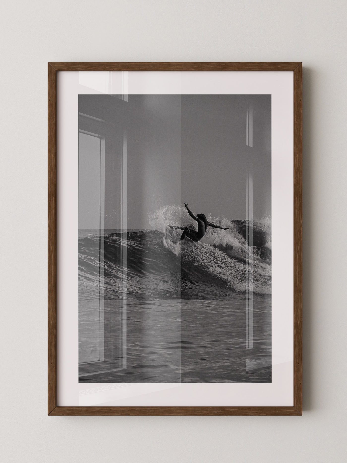 Surfer Welle Schwarzweiß