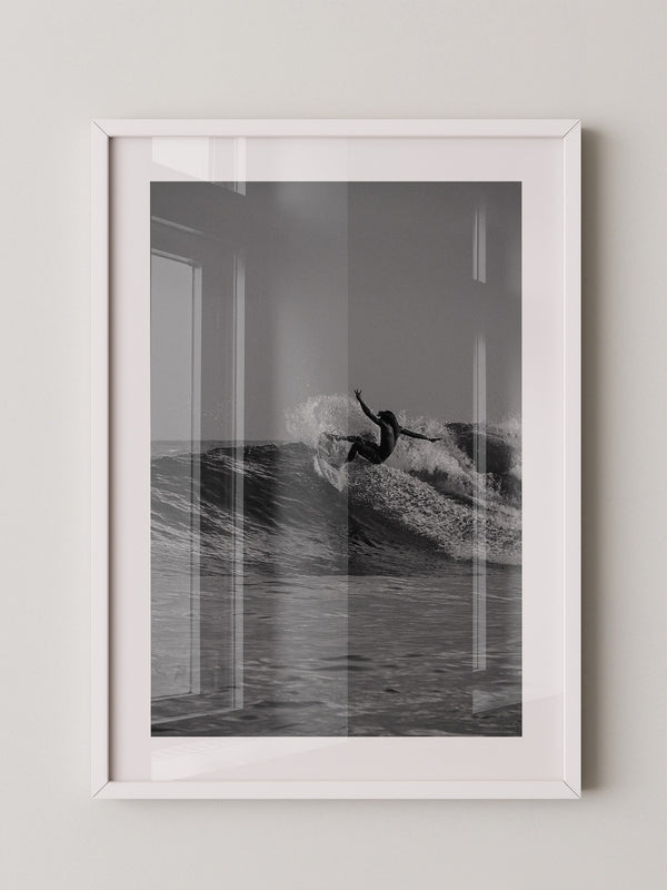 Surfer Welle Schwarzweiß