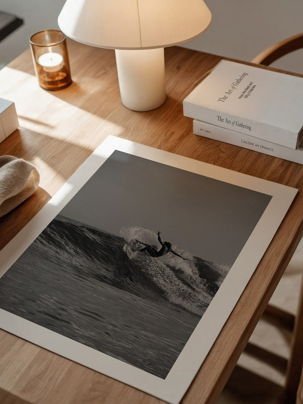Surfer Welle Schwarzweiß