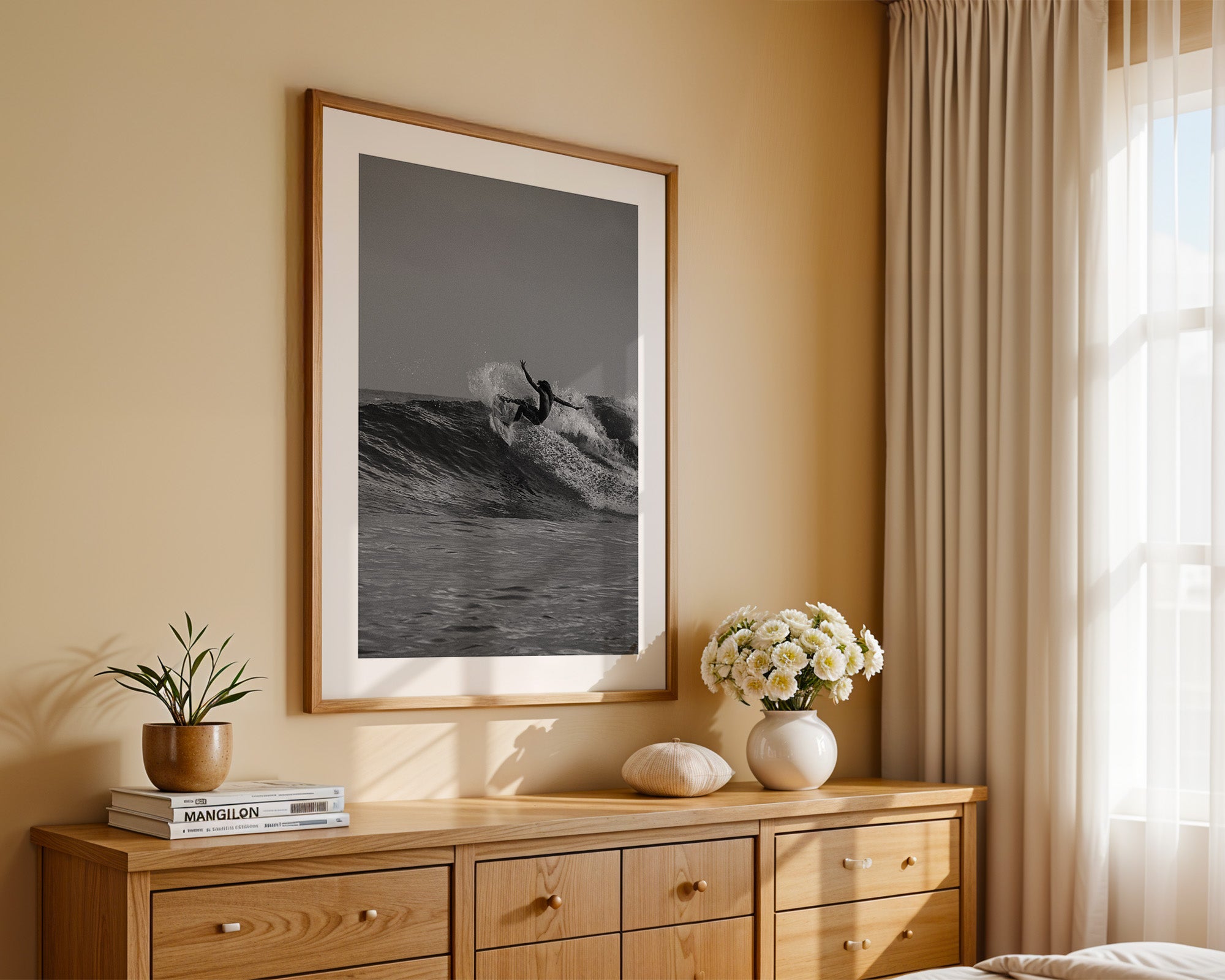 Surfer Welle Schwarzweiß