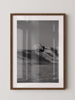 Surfer Welle Schwarzweiß